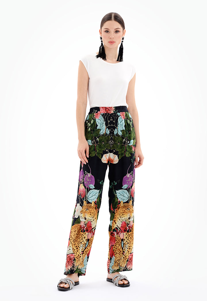 Choice Floral Print Trouser Black