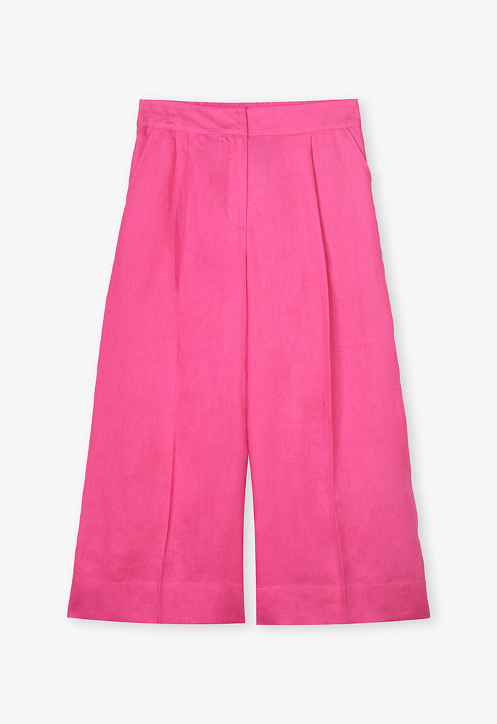 Choice Wide Leg Solid Trousers Fuchsia