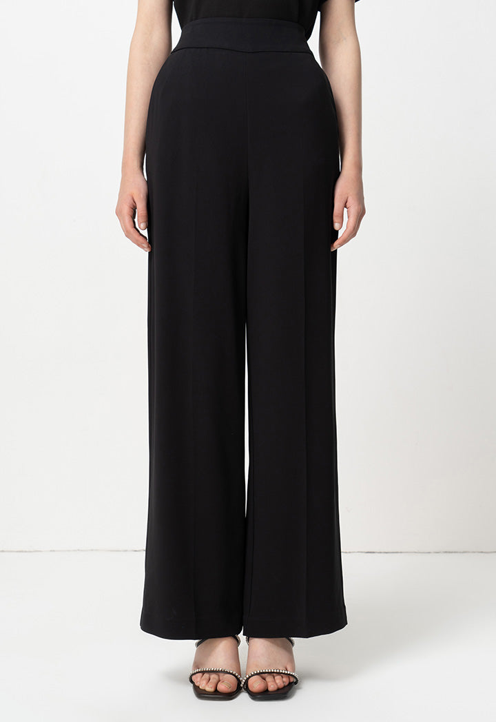 Choice Solid High-Waist Trousers Black