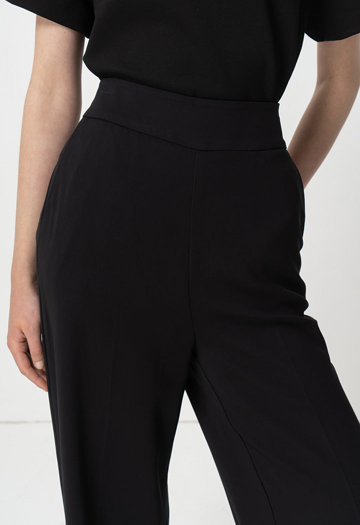 Choice Solid High-Waist Trousers Black