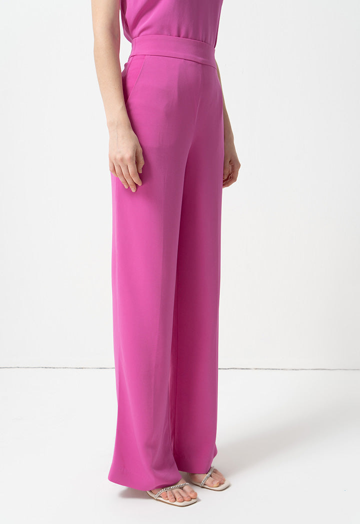 Choice Solid High-Waist Trousers Fushia