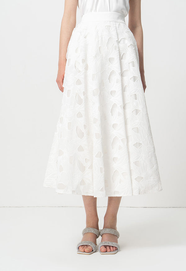 Choice Solid Organza Maxi Skirt Offwhite