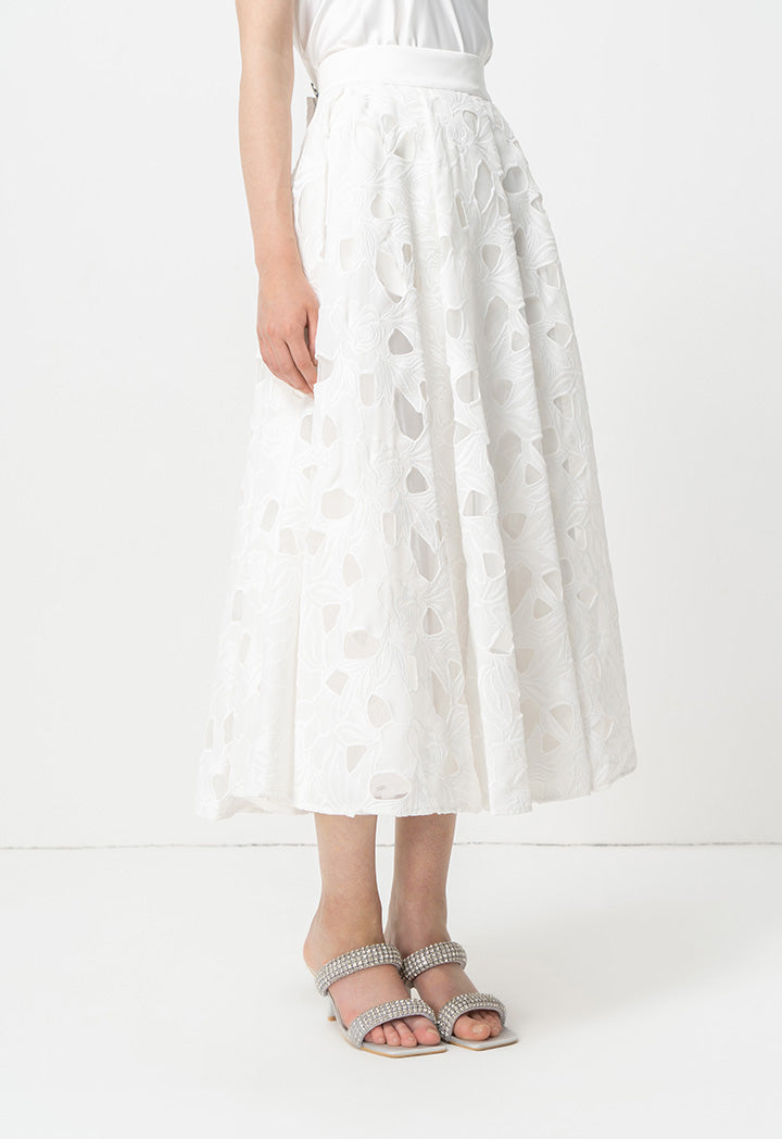 Choice Solid Organza Maxi Skirt Offwhite