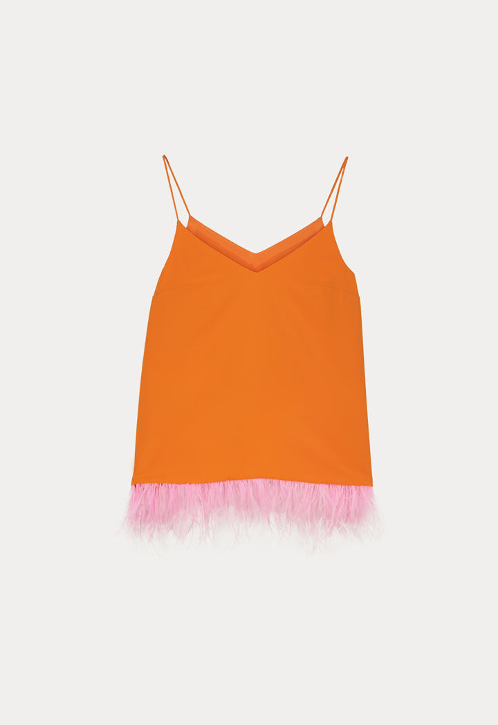 Choice Feather Fringe Blouse Orange Blossom