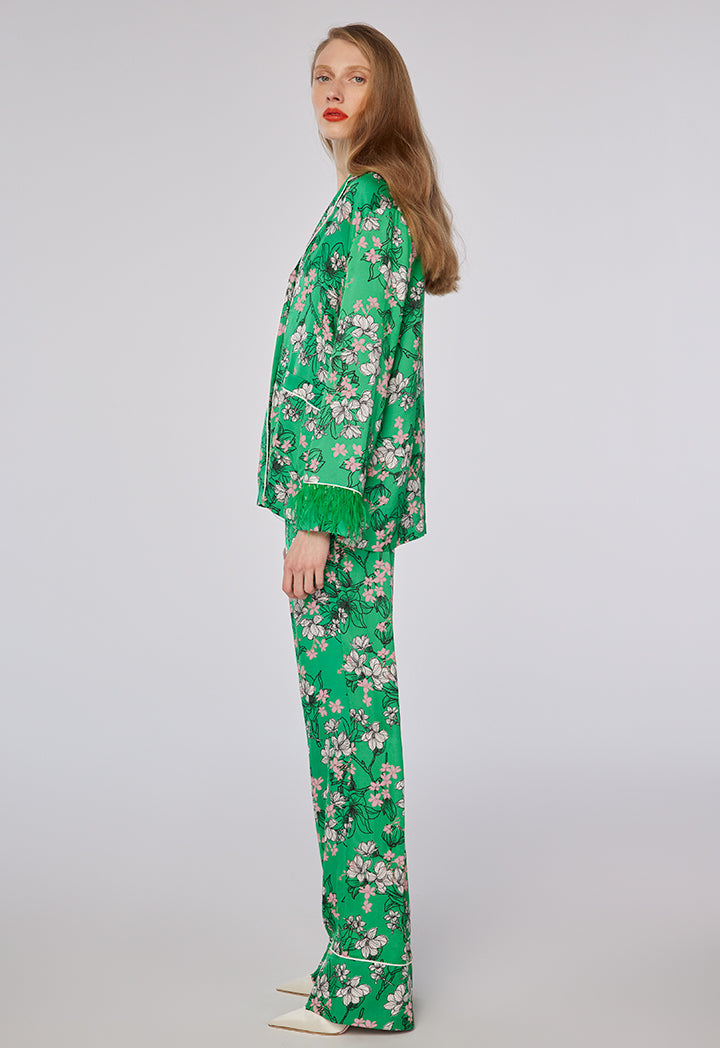 Choice Chintz Floral Printed Shirt Green Print