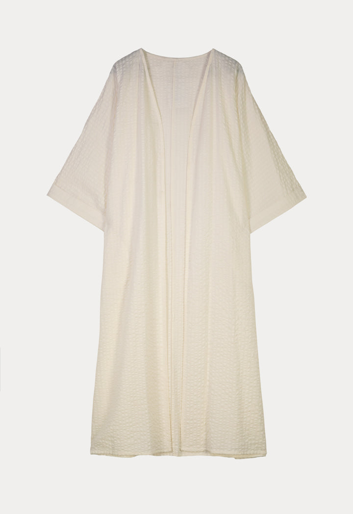 Choice Maxi Textured Open Front Kimono-Ramadan Style Off White