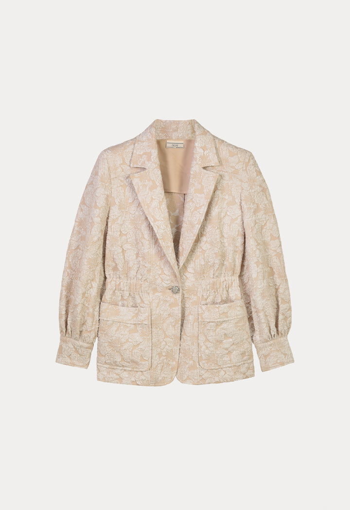 Choice Jacqard Long Sleeve Jacket Beige