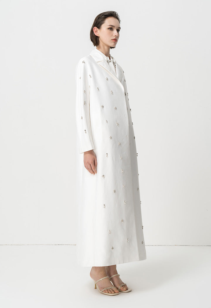 Choice Solid Outerwear With Embellished Detail Offwhite