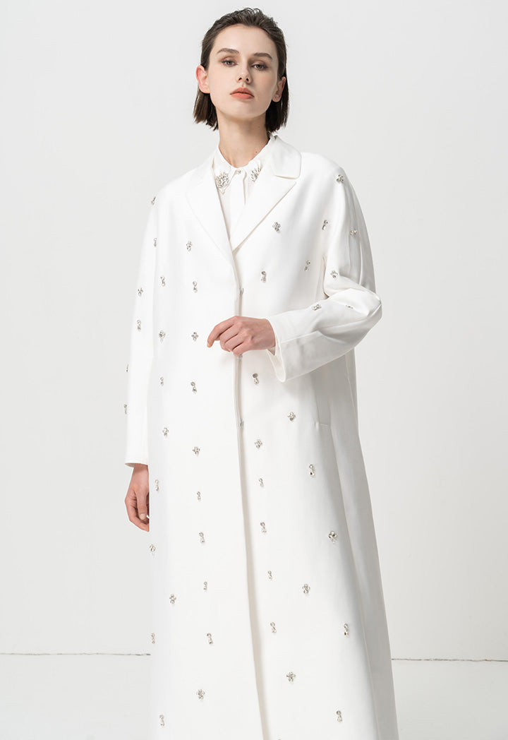 Choice Solid Outerwear With Embellished Detail Offwhite