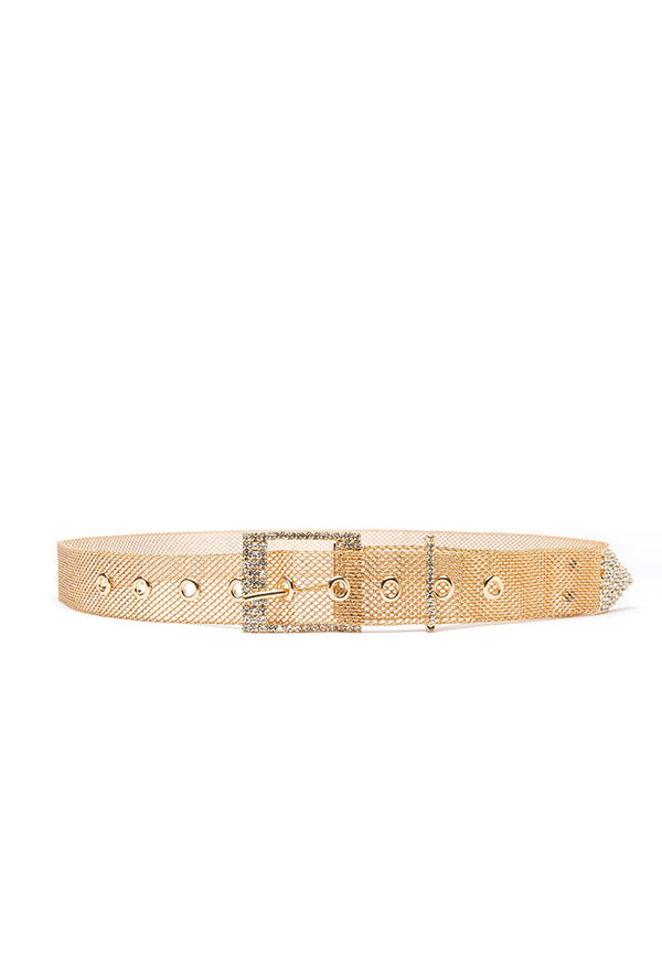 Choice Gilt Metal Mesh Rhinestone Belt Gold