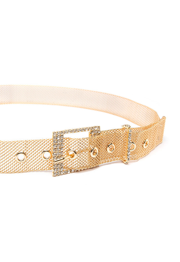 Choice Gilt Metal Mesh Rhinestone Belt Gold