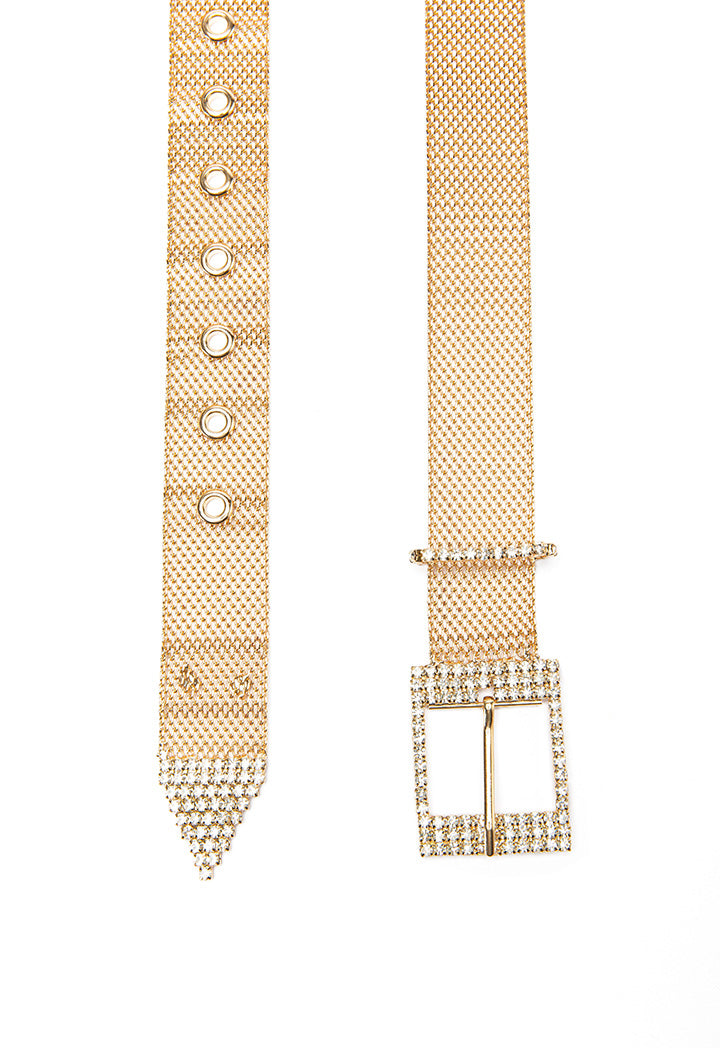 Choice Gilt Metal Mesh Rhinestone Belt Gold