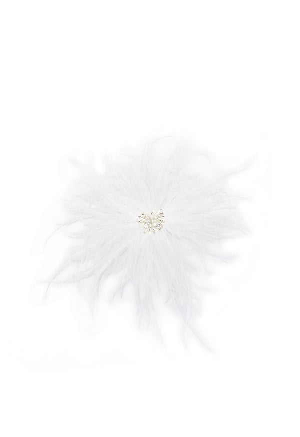 Choice Solid Feather Crystal Stud Clip  White