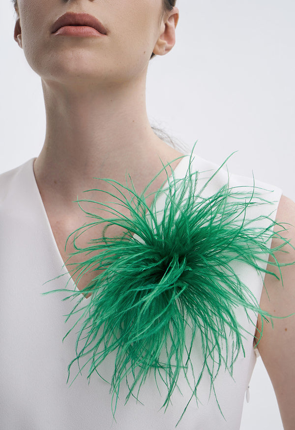 Choice Solid Feather Clip And Brooch Fascinator Green