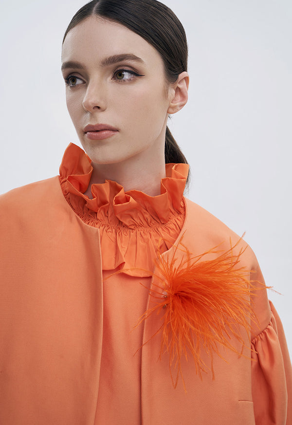 Choice Solid Feather Clip And Brooch Fascinator Orange