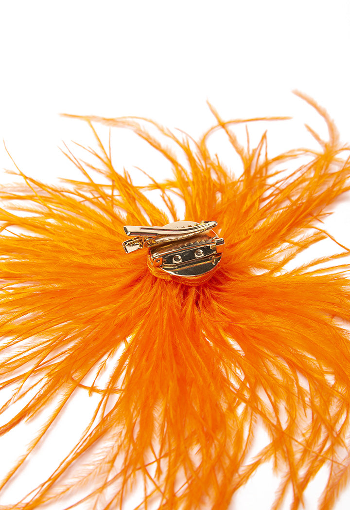 Choice Solid Feather Clip And Brooch Fascinator Orange