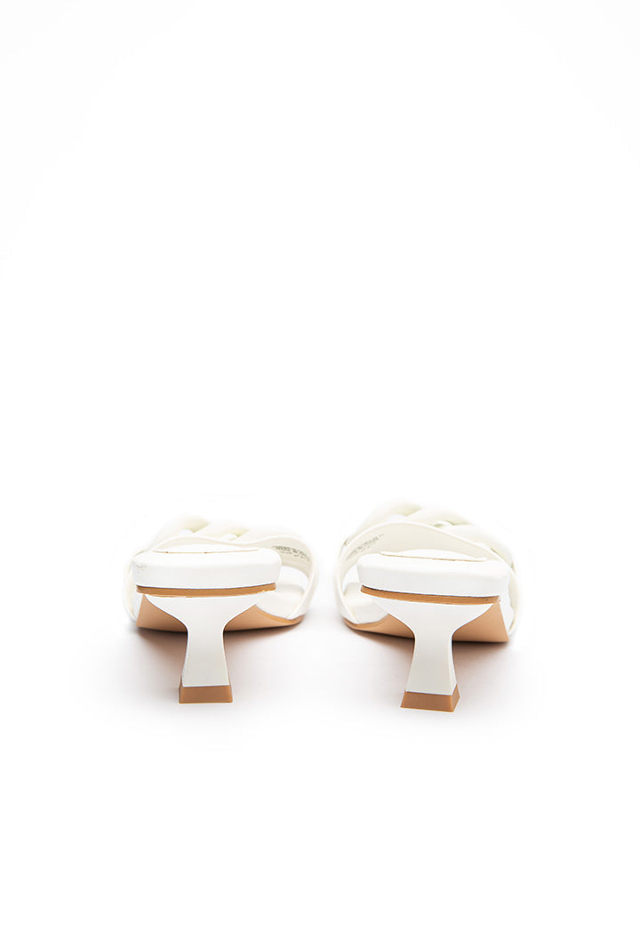 Choice Square Open Toe Chunky Link Vamp Mules White