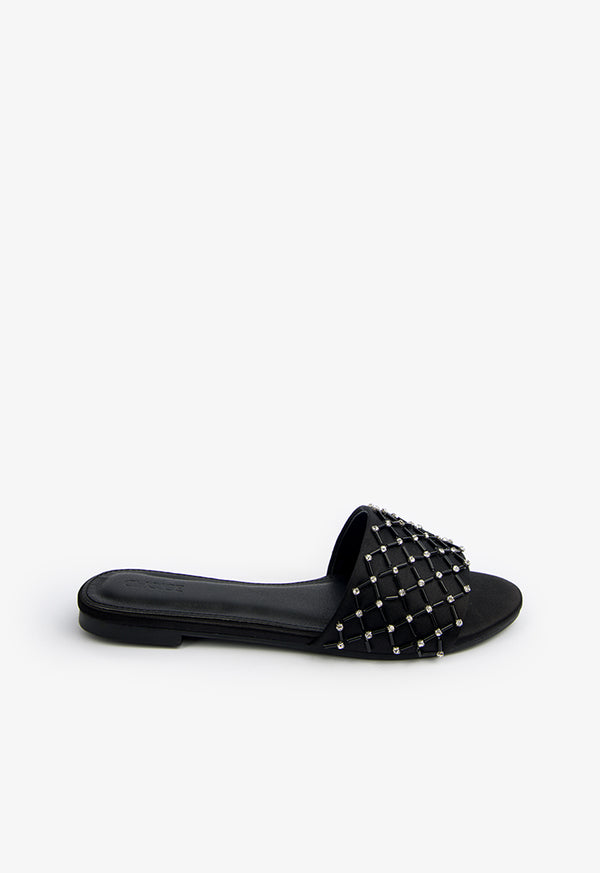 Choice Embellished Detail Flat Sandals Black