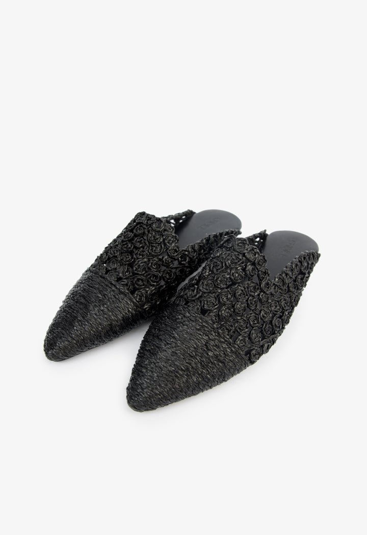 Choice Woven Braided Flat Mules Black