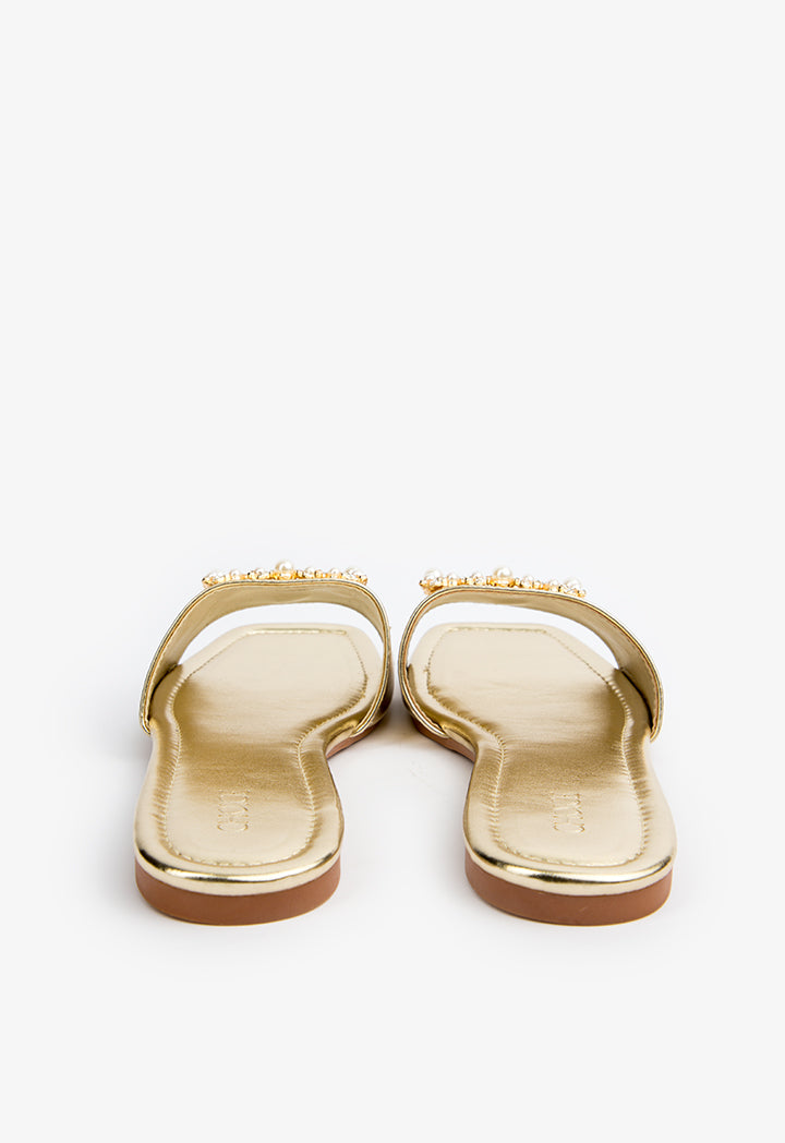 Choice Embellished Slip On Sandals Gold