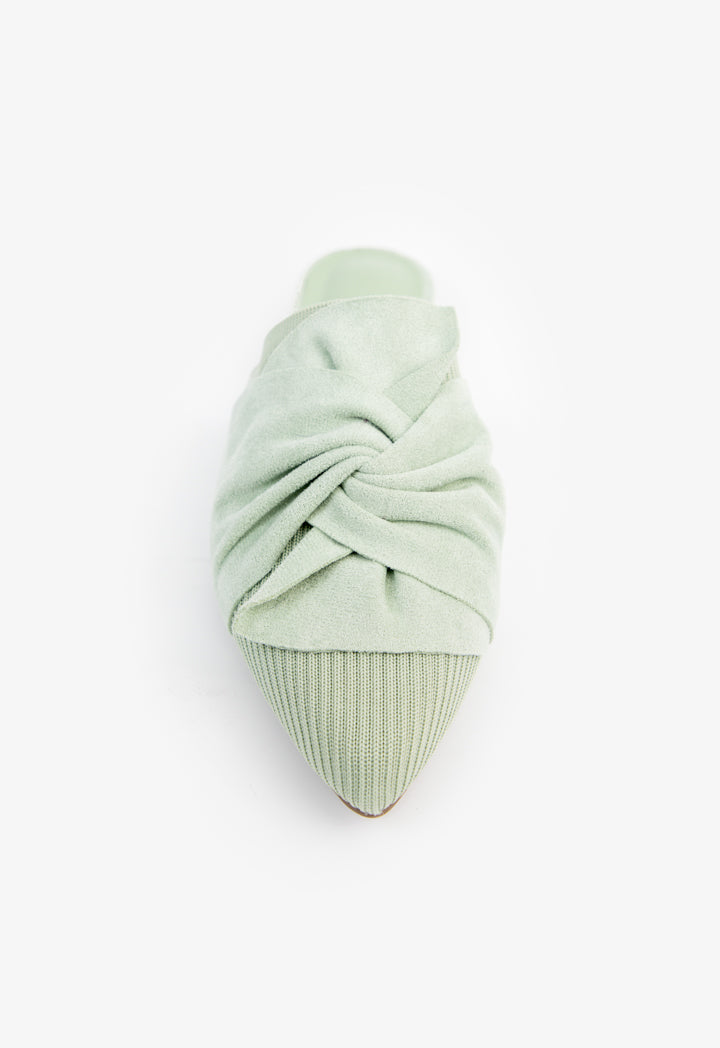 Choice Solid Fabric Bow Mules Green