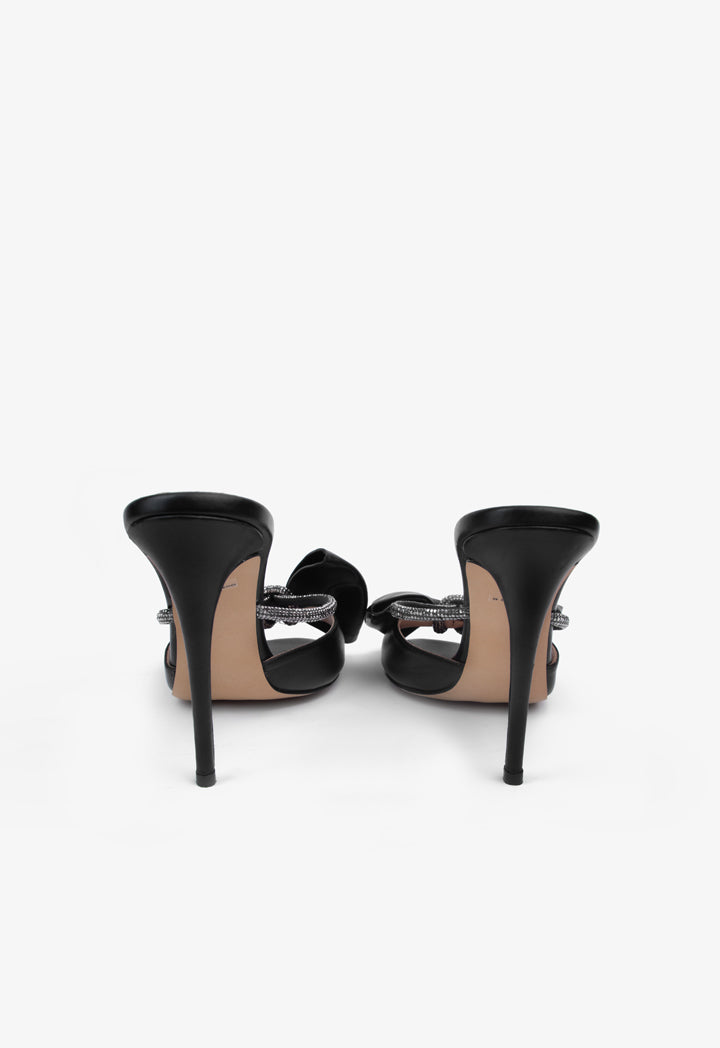 Choice Open Toe Crystal Bow Heels Black