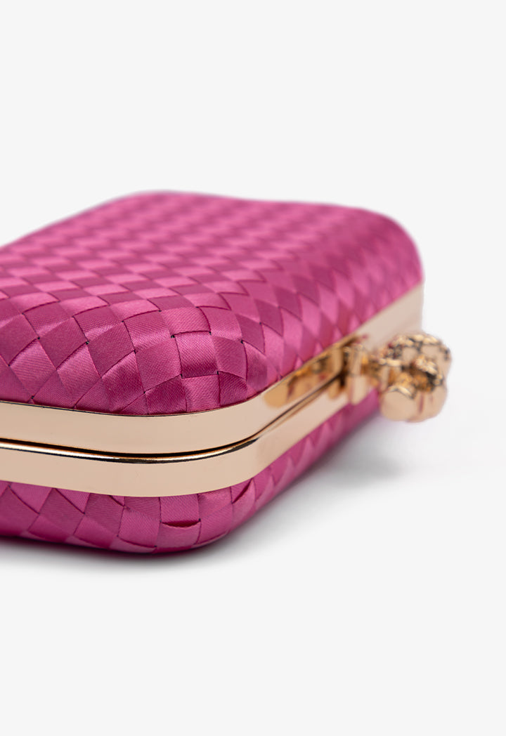 Choice Knot Clasp Modern Woven Clutch Fushia