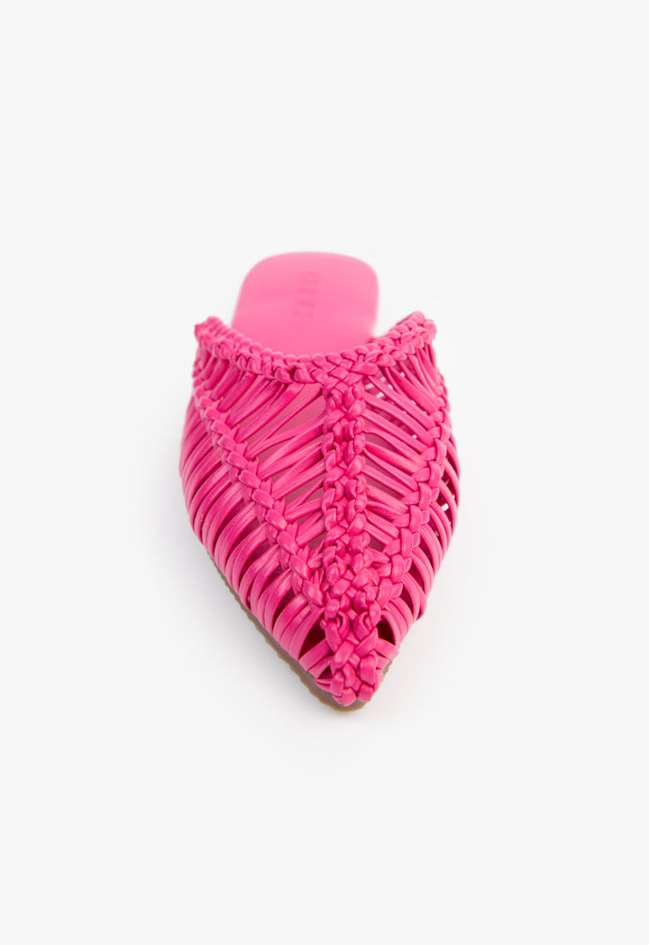 Choice Kids Braided Woven Flat Mules Fushia