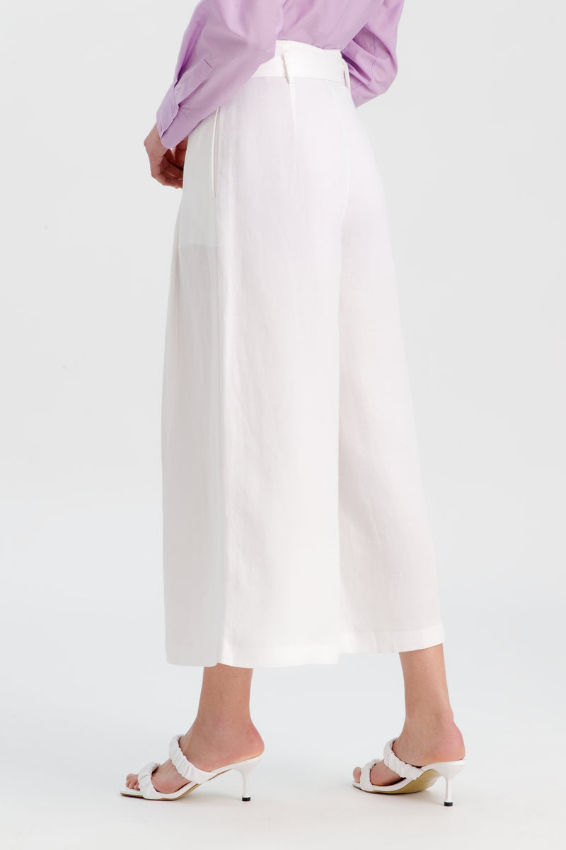 Choice Wide Leg Culottes With Belt Off White