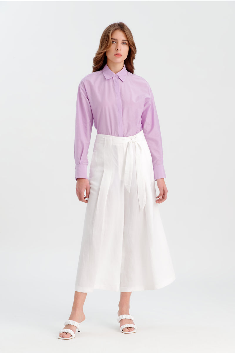 Choice Wide Leg Culottes With Belt Off White