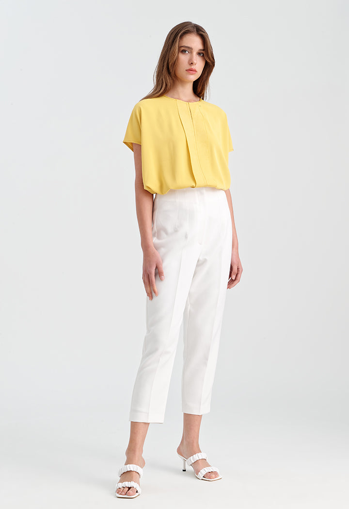 Choice Solid Trouser With Pleats At Waist Off White