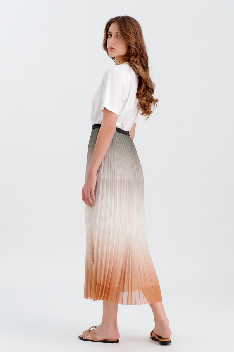 Choice Pleated Ombre Classic Skirt Caramel