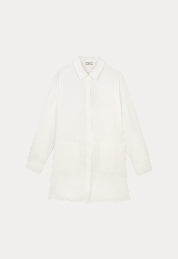 Choice Solid Oversize Shirt With Pockets Off White