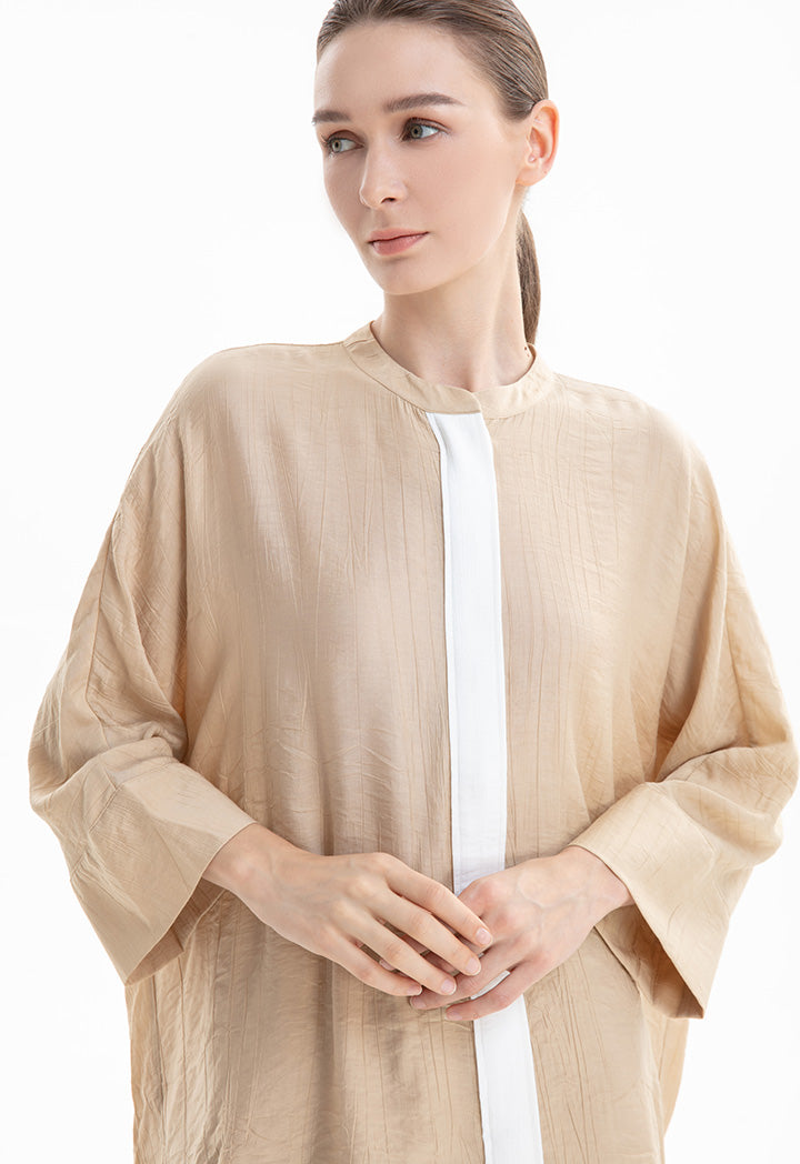 Choice Contrast Line Shirt Beige