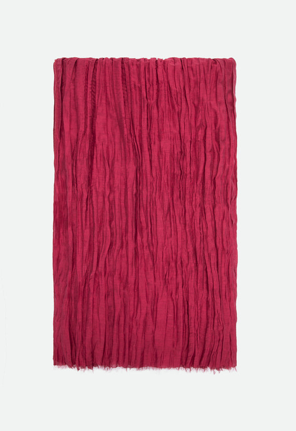 Choice Pleated Crinkle Scarf Burgundy - Wardrobe Fashion