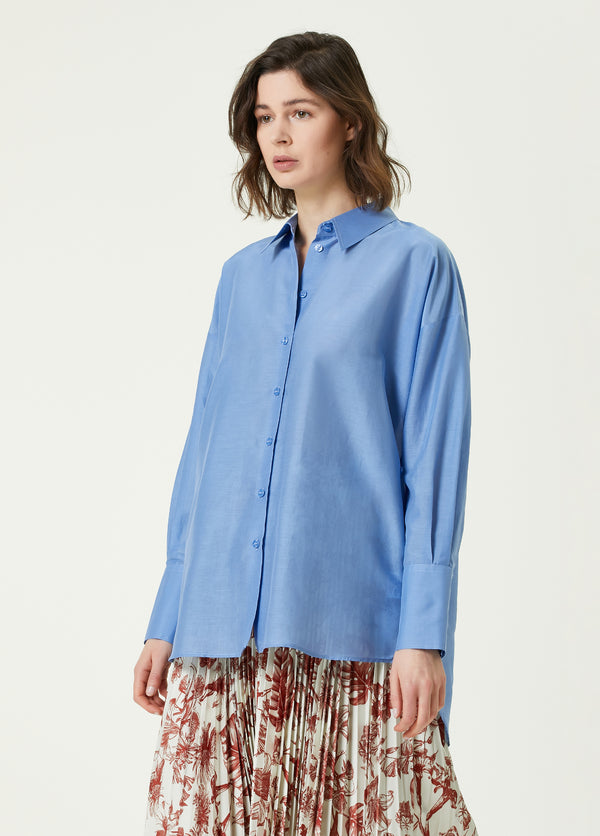 Beymen Collection Asymmetrical Tie Detailed Shirt Blue