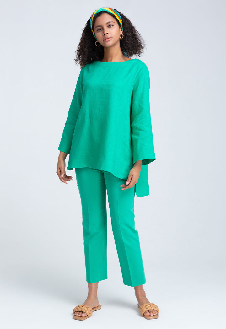 Choice High Low Tobac Blouse Green