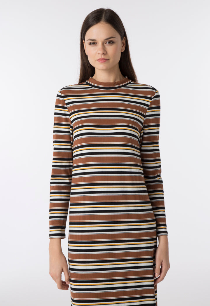 Choice Ribbed Stripes Knit Dress Multicolor