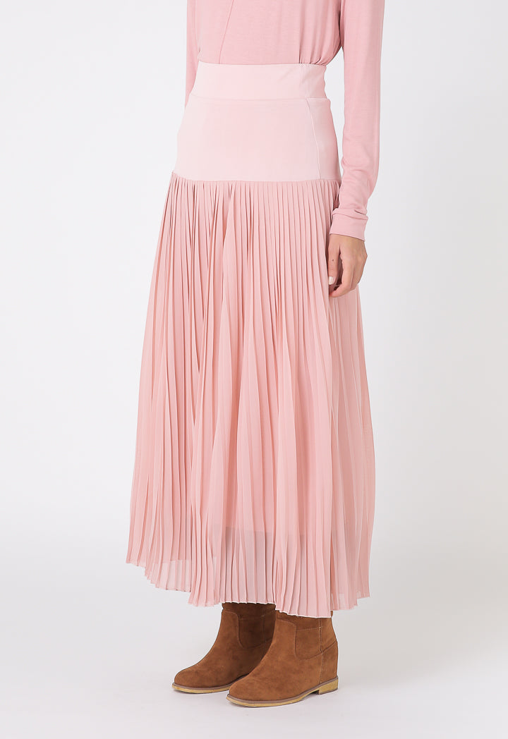 Choice Basics Elasticated Accordion Pleat Skirt Blush