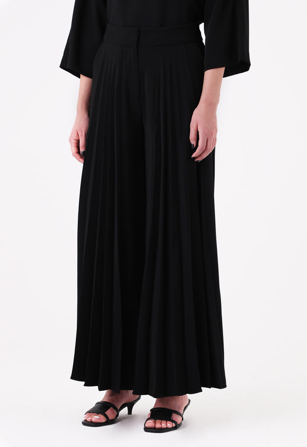 Choice Front Pleated Wide Leg Trouser Black