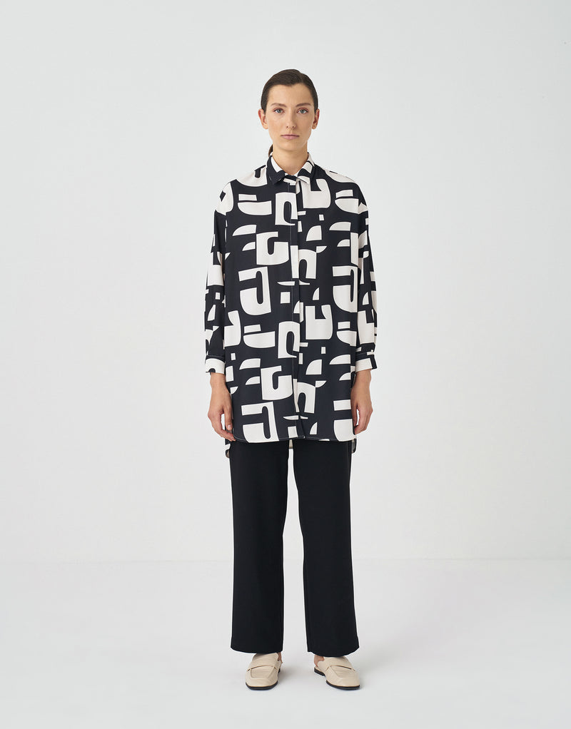 Kk Design All Over Abstract Printed Shirt Black