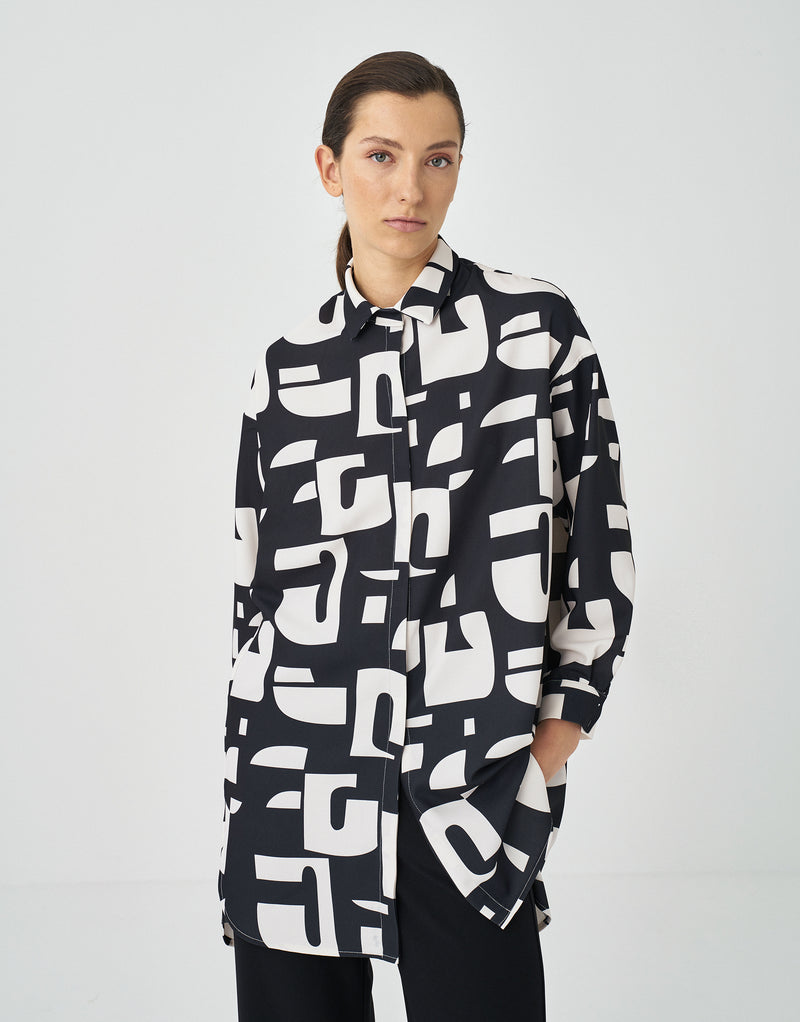 Kk Design All Over Abstract Printed Shirt Black