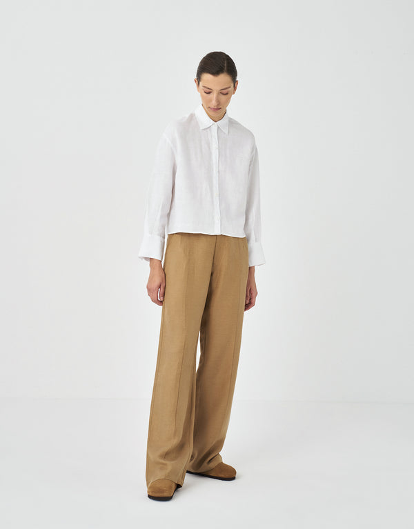 Kk Design Solid Pin Tuck Trousers Camel