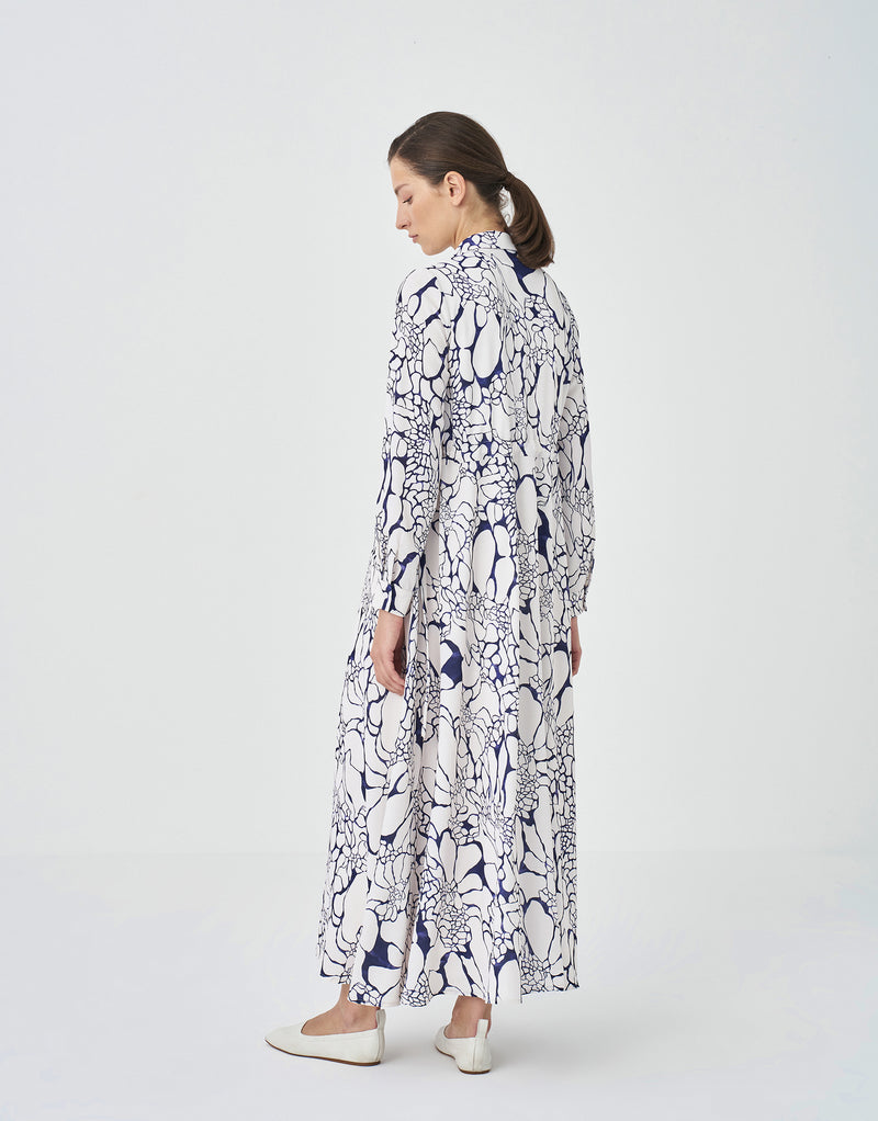 Kk Design Abstract Printed Maxi Dress Navy Blue