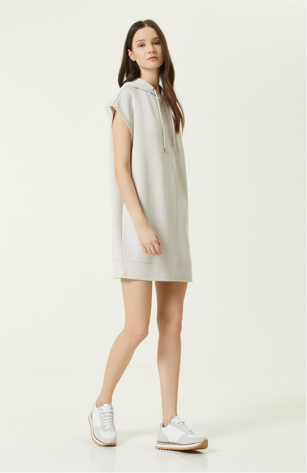 Network Hooded Mini Dress Beige