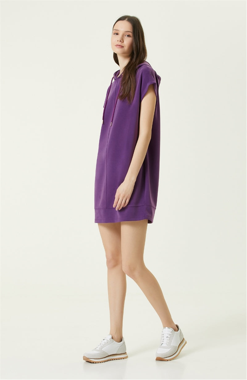 Network Hooded Mini Dress Purple