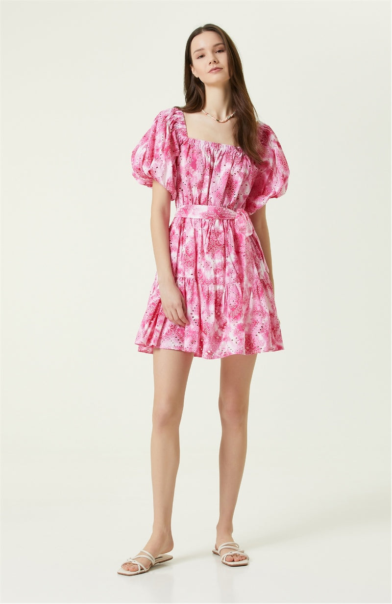 Network Guipure Midi Dress Pink