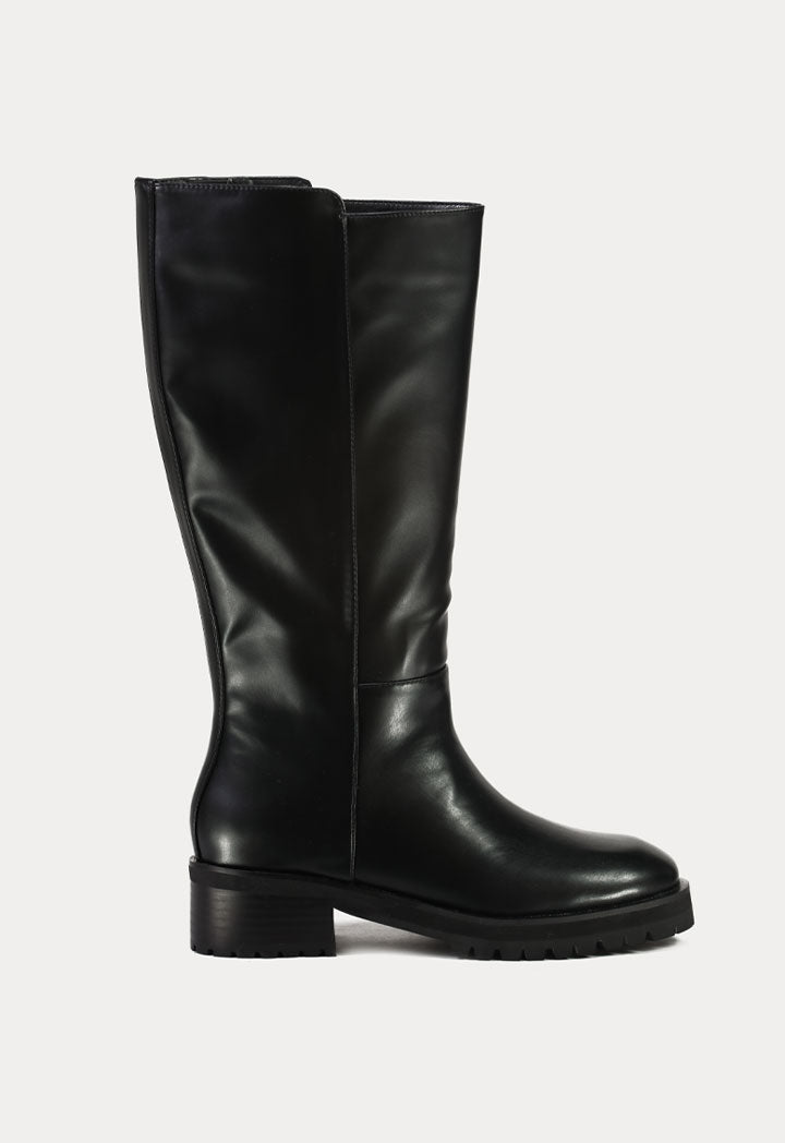 Choice High Riding Boots Side Half Zip Black