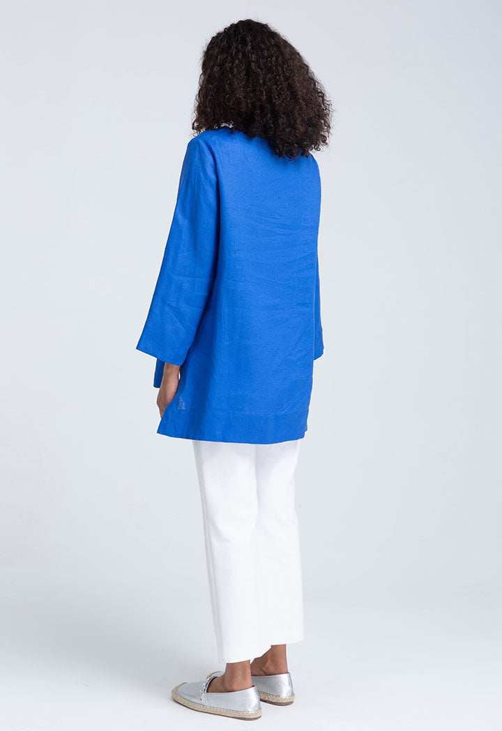 Choice High Low Tobac Blouse Cobalt