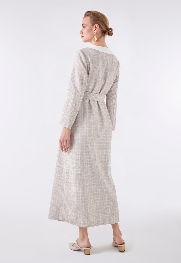 Choice Maxi Tweed Outerwear Beige - Wardrobe Fashion